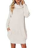 Simplee Women's Winter Warm Loose Turtleneck Oversized Pullover Sweater Dress