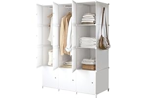 JOISCOPE Portable Closet for Hanging Clothes, Combination Armoire, Modular Cabinet for Space Saving, Ideal Storage Organizer Cube for Books, Toys, 12 Cubes