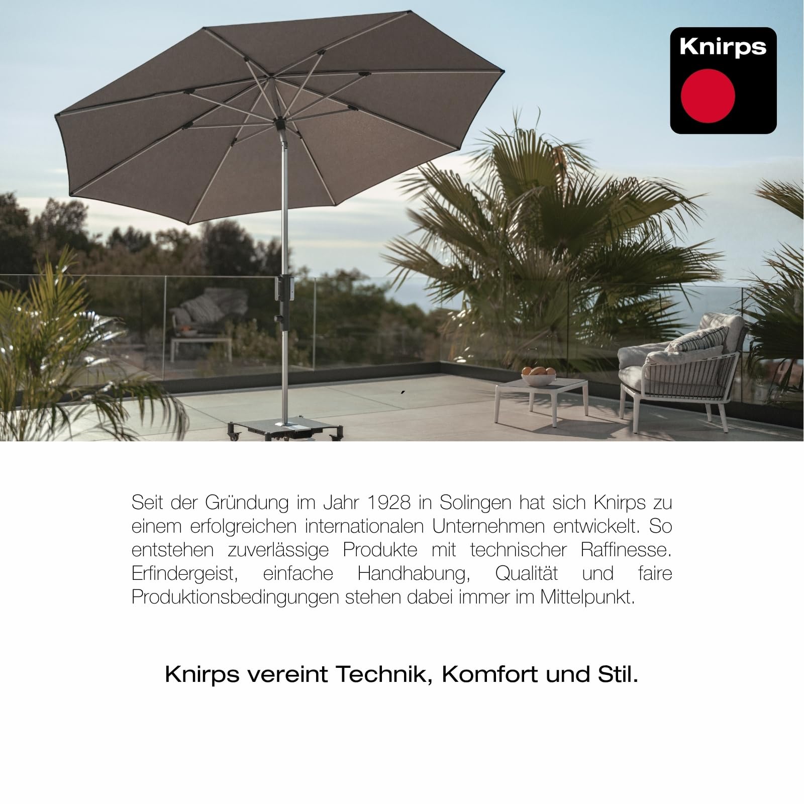 Knirps Automatic Sonnenschirm 240x240cm Dunkelgrau I innovativer UV-Schutz mit automatischem Öffnen & Schließen I stabiler Gartenschirm I Terrassenschirm kompakt I große Schirmfläche 6