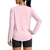 SANTINY Lightweight Long Sleeve Workout Tops for Women Breathable Yoga Gym Athletic Running Hiking Top UPF 50+ Sun Shirts