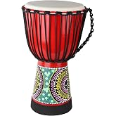 AIMEIS Goatskin Djembe Drum 10'' x 20'' African Hand Drum with Mahogany Body Hand Painted Pattern for Adults Drummer Beginners