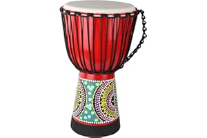 AIMEIS Goatskin Djembe Drum 10'' x 20'' African Hand Drum with Mahogany Body Hand Painted Pattern for Adults Drummer Beginners