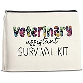 Makeup Bag Veterinary Assistant Gifts, Coworker Gift for Women Vet Tech Appreciation Gifts for Work Besties Friends Birthday Christmas Cosmetic Bag with Zipper Travel Toiletry Pouch for Purse