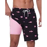 Sixfish Mens Swim Trunks 7 Inch Quick Dry Board Shorts with Pockets | Compression Liner,Zipper &amp; Liner Pockets,Waterproof,Anti-Chafing,UV protection,Beach Shorts,Vacation,Bathing Suit,Swimsuit
