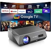 Daytime Smart 4K Projector with Google TV, Dolby Audio,HDMI ARC 2.1, HDR10 | True 2300ANSI High Brightness | Indoor Daylight Projector WiFi6,Bluetooth,NFC, Auto Focus, for Home Theater Movie Gaming Gift