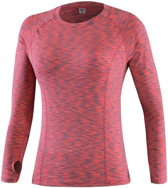 Amazon Dwsioow レディース スポーツシャツ Uvカット 吸汗速乾 指穴あきタイプ 長袖tシャツ トレーニングウェア フィットネス アンダーウェア Xl レッド フィットネス トレーニング シャツ 通販