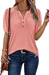 KISSMODA Women's Tunic Tops Casual V Neck Short
