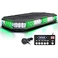 LUMENIX LED Rooftop Strobe Beacon Lights Bar w/Controller Magnetic Emergency Traffic Warning Caution Flashing Light for Construction Vehicles Tow Trucks Snowplow Cars - White Green (Patent Design)