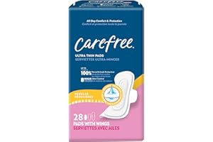 Carefree Ultra Thin Pads for Women, Regular Pads with Wings, 28ct | Carefree Pads, Feminine Care, Period Pads & Postpartum Pads | 28ct (Pack of 1)