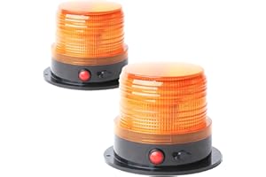 BooYu 2-Pcs Battery Operated Amber Warning Beacon Light w/Magnetic Base, Portable Rechargeable Mini Roadside Roof Top Plow LED Strobe Emergency Flash Mail Lights for Trucks/Trailer/Vehicle