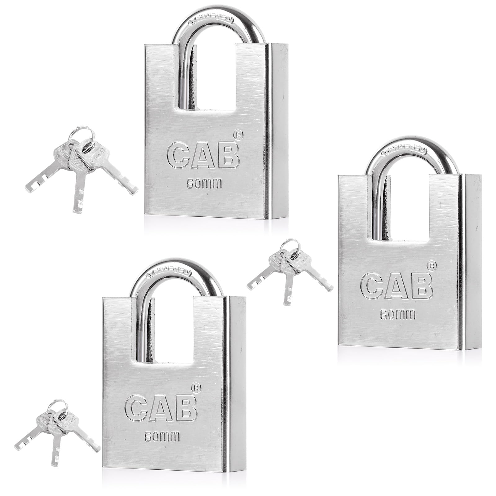 ZOFUN 3 Pcs Heavy Duty Padlocks, 5.8 x 8 cm 3 Keys Per Shed Pad Locks for Locker, Outdoor Padlock Weatherproof, Waterproof Padlocks for Warehouse, Container, Gym Locker, Garage, Shed, Fence