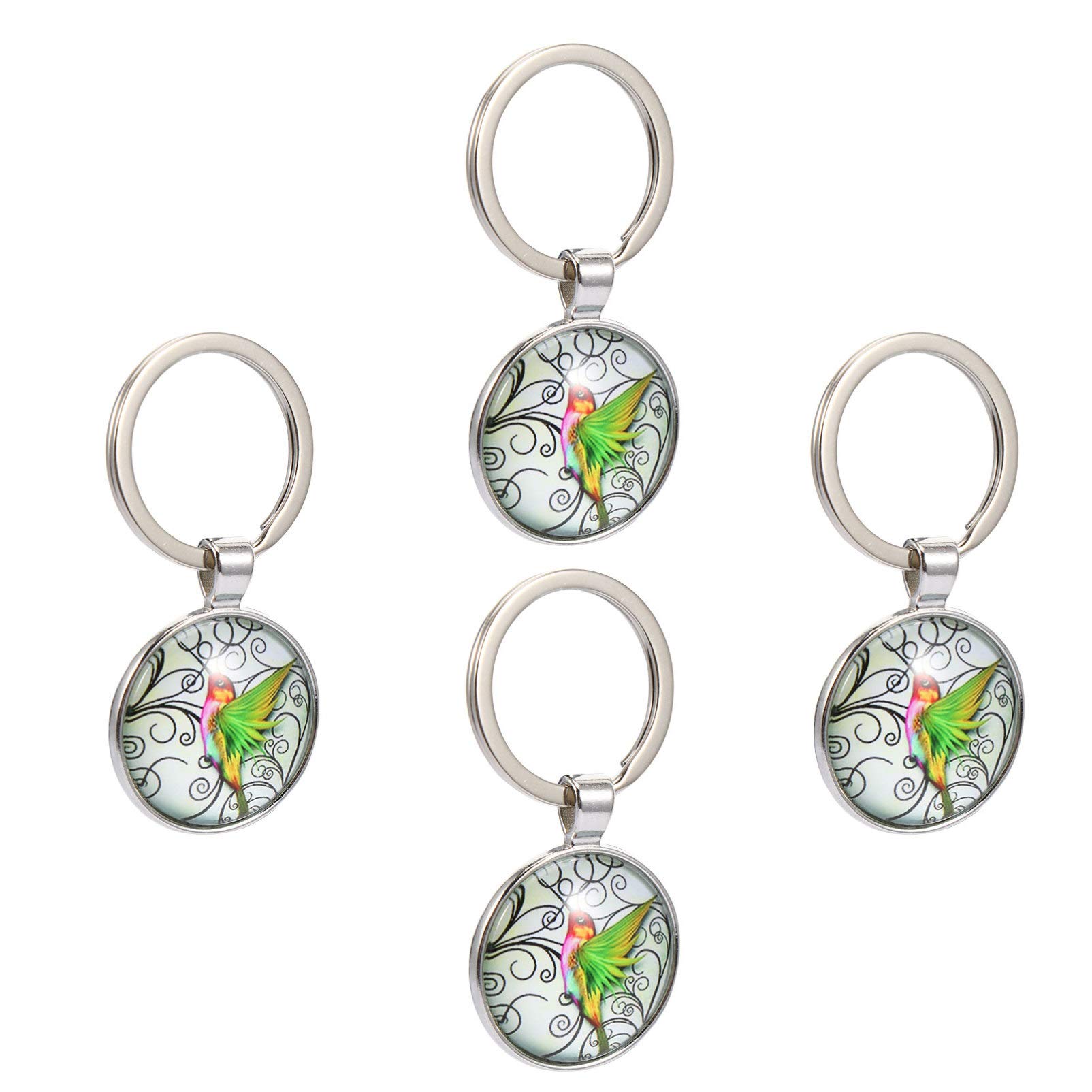 IMIKEYA 4Pcs Creative Hummingbird Keychains Adorable Key Rings Decorative Pendants