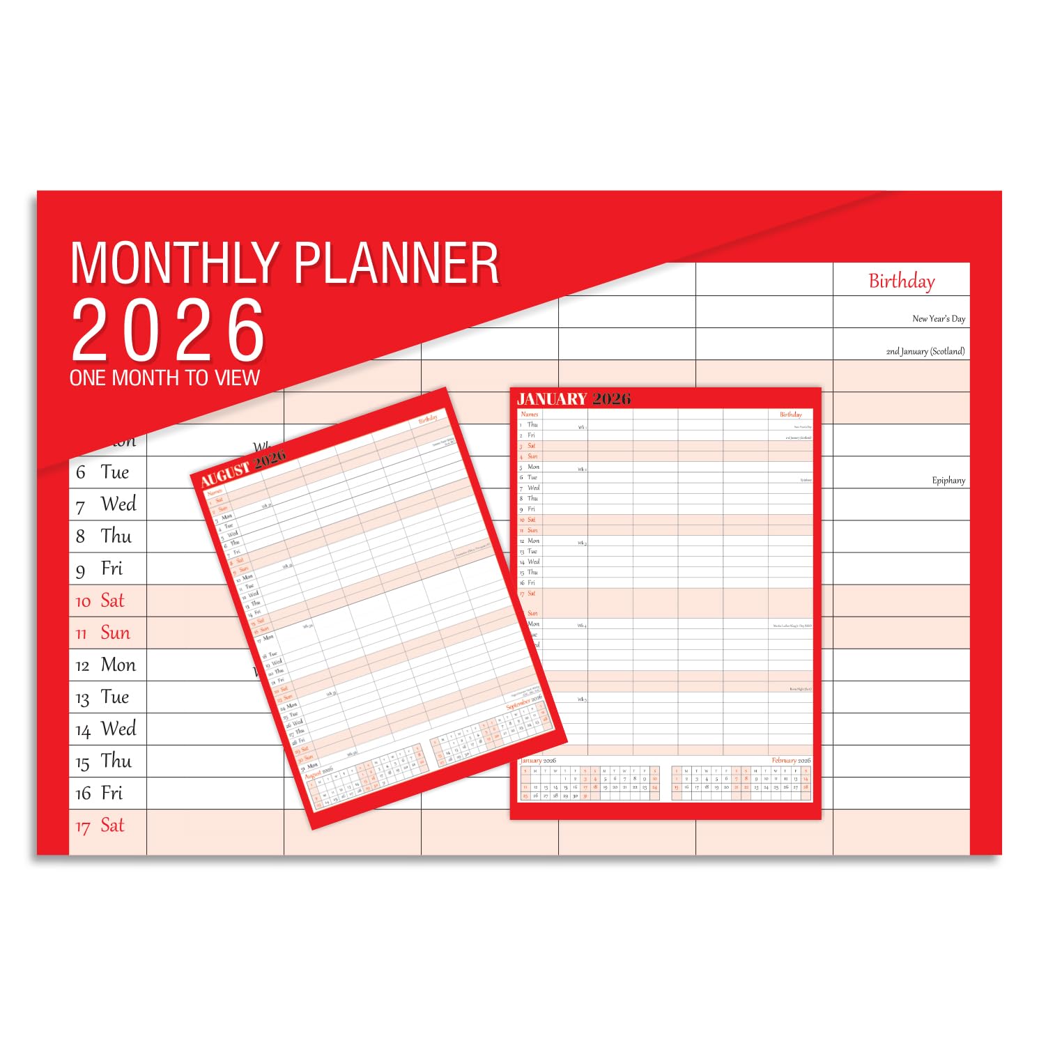 ARPAN 2026 Wall Calendar – Month-to-View Planner with Large Writing Space | A4 Hanging 2026 Calendar UK for Home, Office and Family Planning | Clear Monthly Layout with Dates and Notes Section
