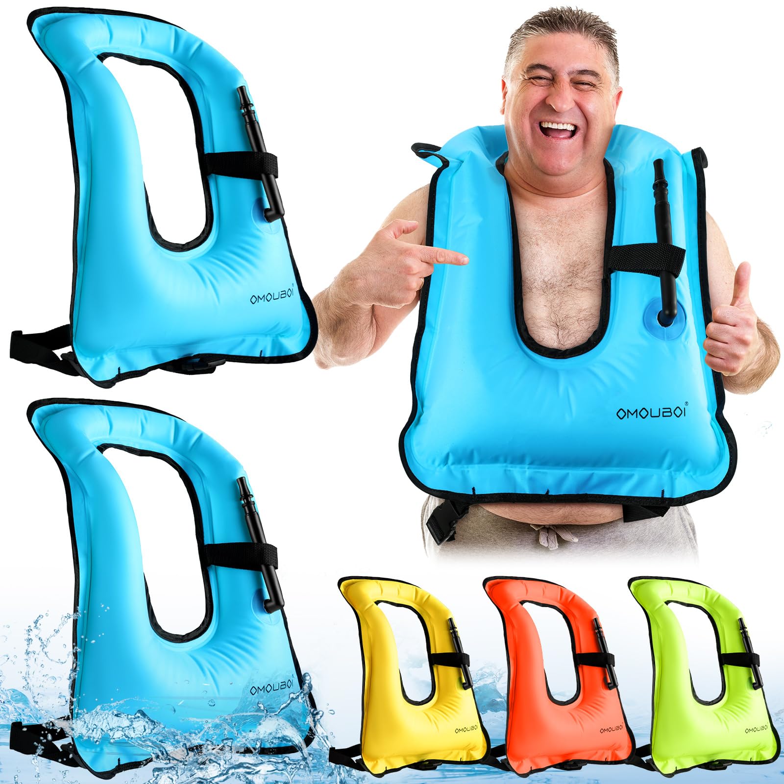 Photo 1 of **MISISNG 1** Meooeck 2 Pcs Snorkeling Vest for Adults Safety Inflatable Snorkel Vest for Swim Kayaking Swimming Diving Surfing, Load up to 220 Ibs (Classic, Blue, Large-X Large)