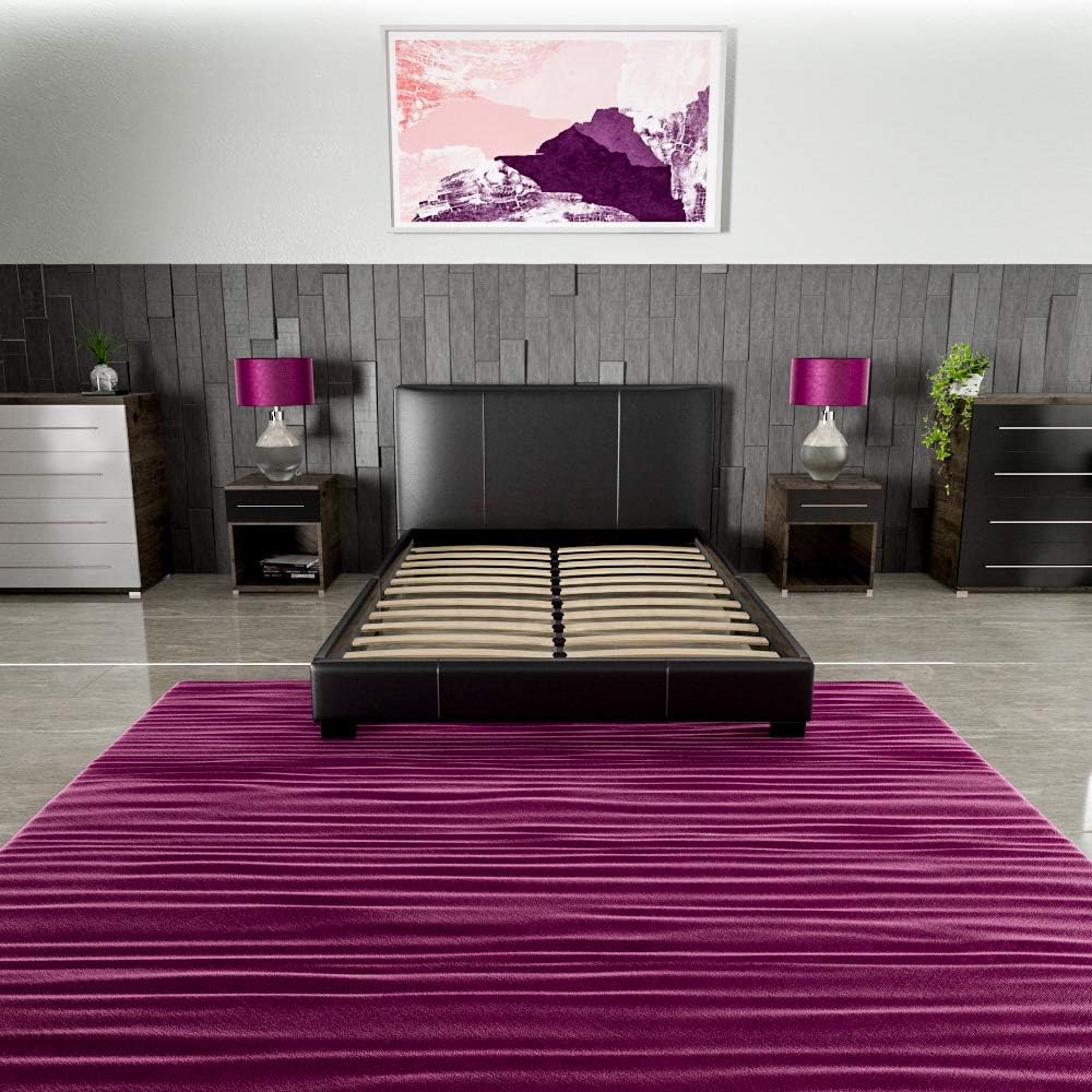 Vida Designs Lisbon Double Bed, 4Ft6 Bed Frame Upholstered Faux Leather Headboard Low Foot End Bedroom Furniture - Image 5