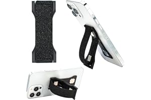 LOVEHANDLE PRO Premium Phone Grip - Elastic Phone Strap - Magnetic Phone Mount and Kickstand for Smartphone and Tablet - Black Glitter