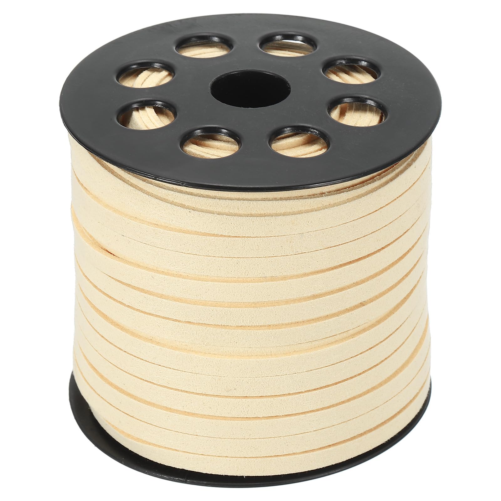 PATIKIL Suede Leather Cord 5 mm 50 Yard, Faux Suede Cord Flat Leather String with Roll Spool for Necklace Bracelet Beading Jewelry Making, Beige