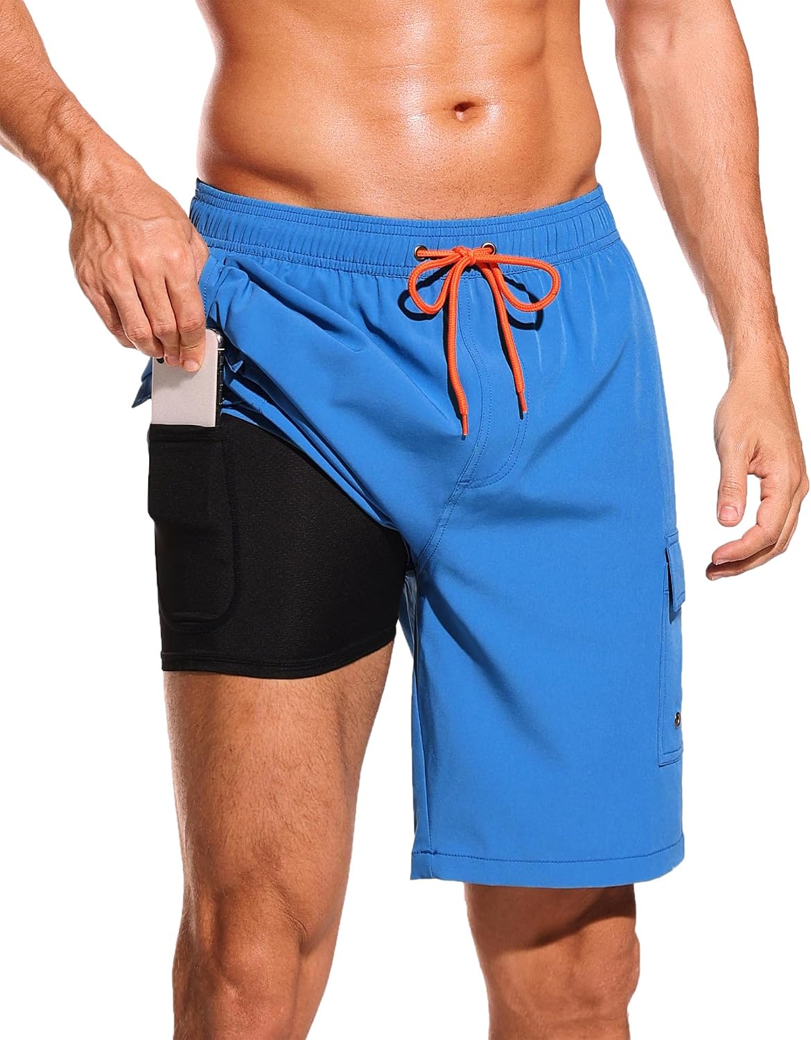 Men's 9" Quick-Dry Swim Trunks with Compression Liner & Cargo Pockets - Picture 39 of 48