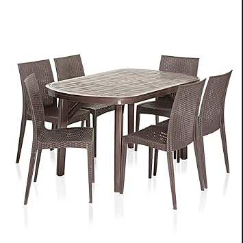 Vermora 1 + 6 Dinning Table Set Dezire (Brown)