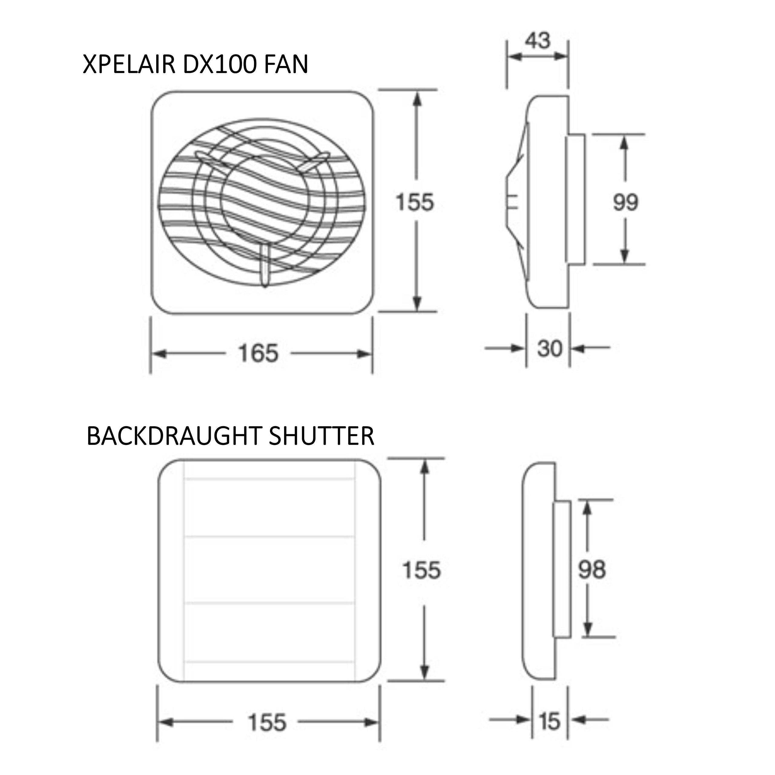 Xpelair DX100 4" (100mm) Bathroom Extractor Fan with Window or Wall Kit