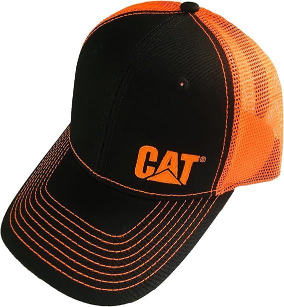 Caterpillar CAT Equipment Charcoal/Neon Orange Snapback Mesh Cap/Hat at