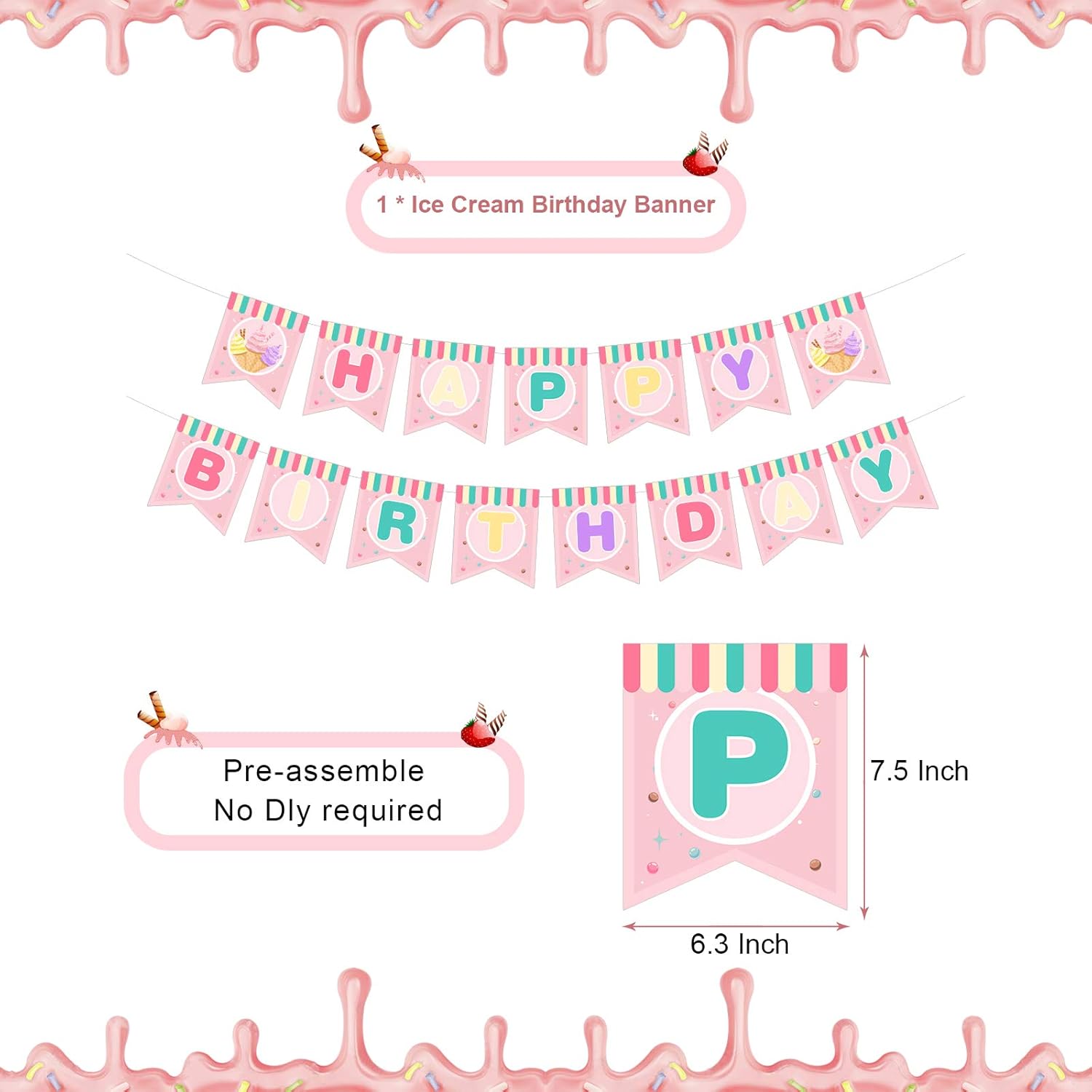 Pratyus Ice Cream Birthday Party Decorations For Kids Boys Girls Sweet Ice Cream Themed Party Supplies Favors With Banner Cake Toppers And Latex Balloons Party Supplies Toys Games Lateleproducciones Com