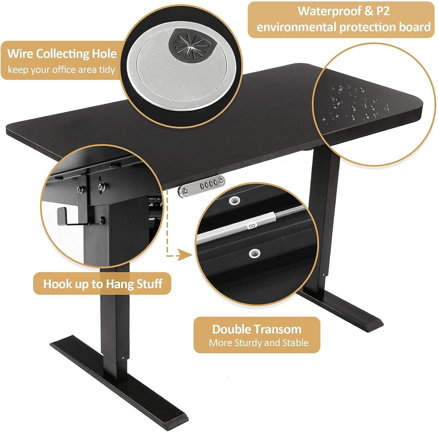 Stand Desk Electric Desk Adjustable Height Computer Desk,Farexon 48 x 24 Inches Sit Stand Home Office Table I Shaped Desk with Memory Preset Height: Kitchen & Dining