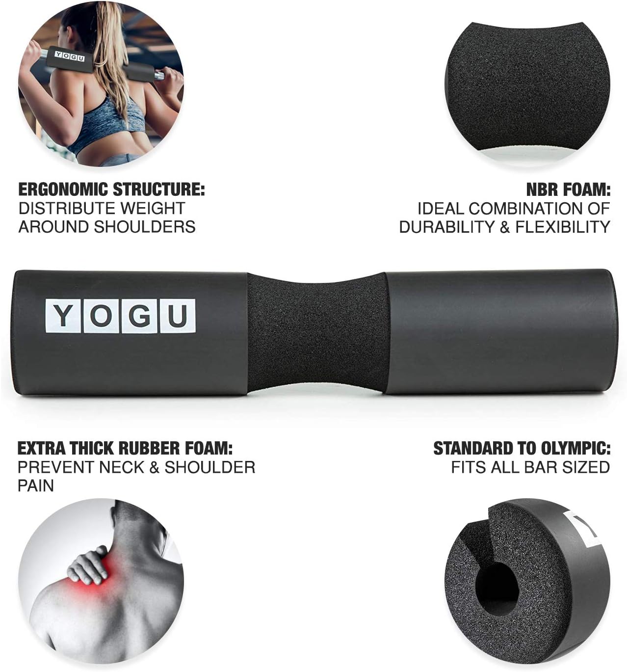 Barbell Squat Pad Neck and Shoulder Protective Pad w Ergonomic Balance Groove Thick Memory Foam Sponge Bar Squatting Cushion for Olympic & Standard Bars Exercise Fitness Workout Weightlifting Padding : Sports & Outdoors