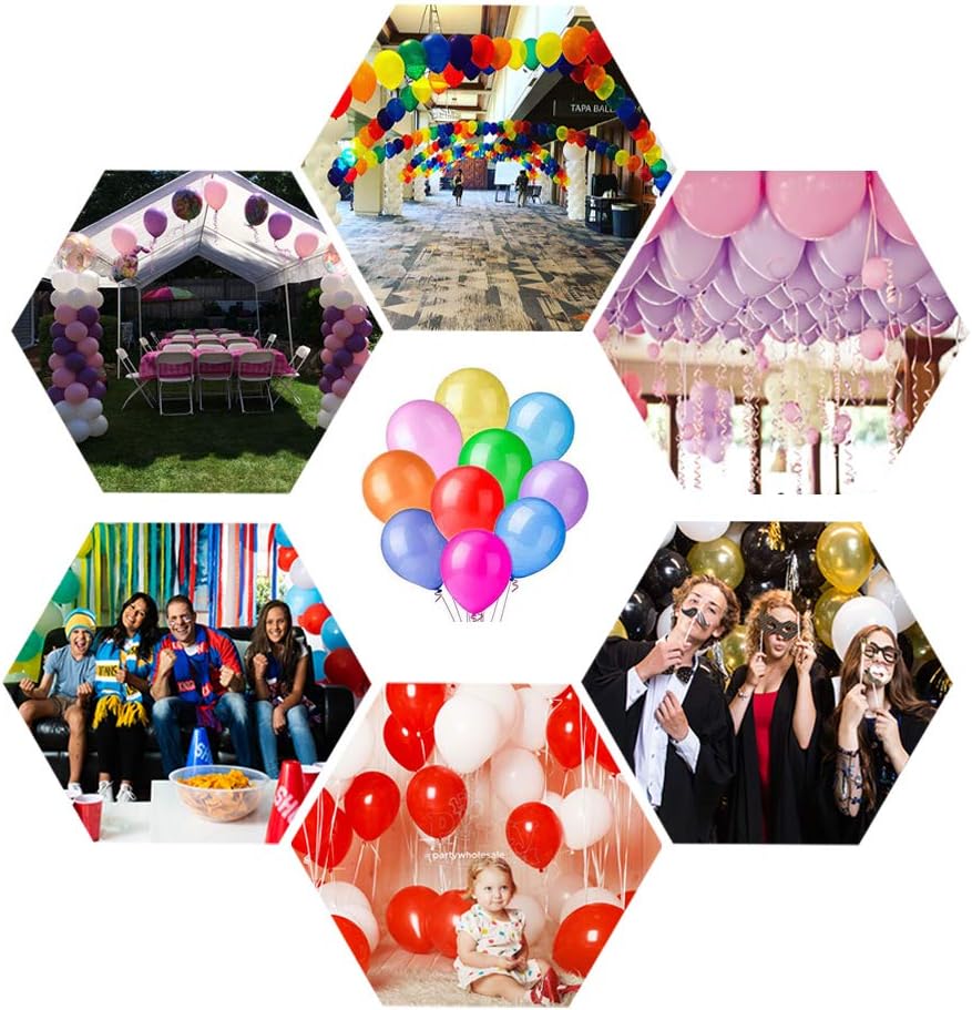Premium 100 Balloons, Latex Party Helium Colored Balloons, 10 Assorted Colors 12 Inch Rainbow Colorful Balloons Bulk Pack for Birthday Parties Supplies and Arch Decoration: Health & Personal Care