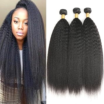 Aligogo Kinky Straight Hair 3 Bundles 8a Yaki Human Hair Weave 100