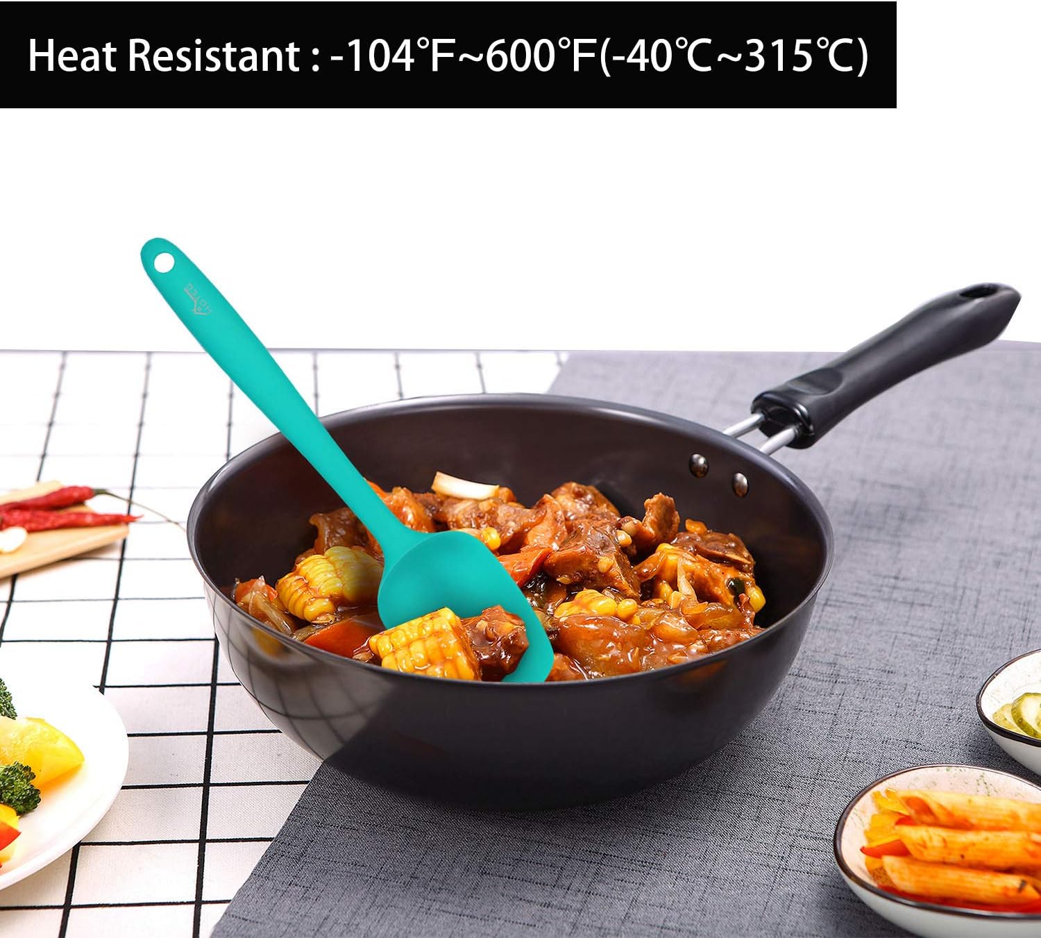 Hotec 5 Pieces Food Grade Silicone Spatulas Spoon Set Kitchen Utensils for Baking Cooking - Image 5