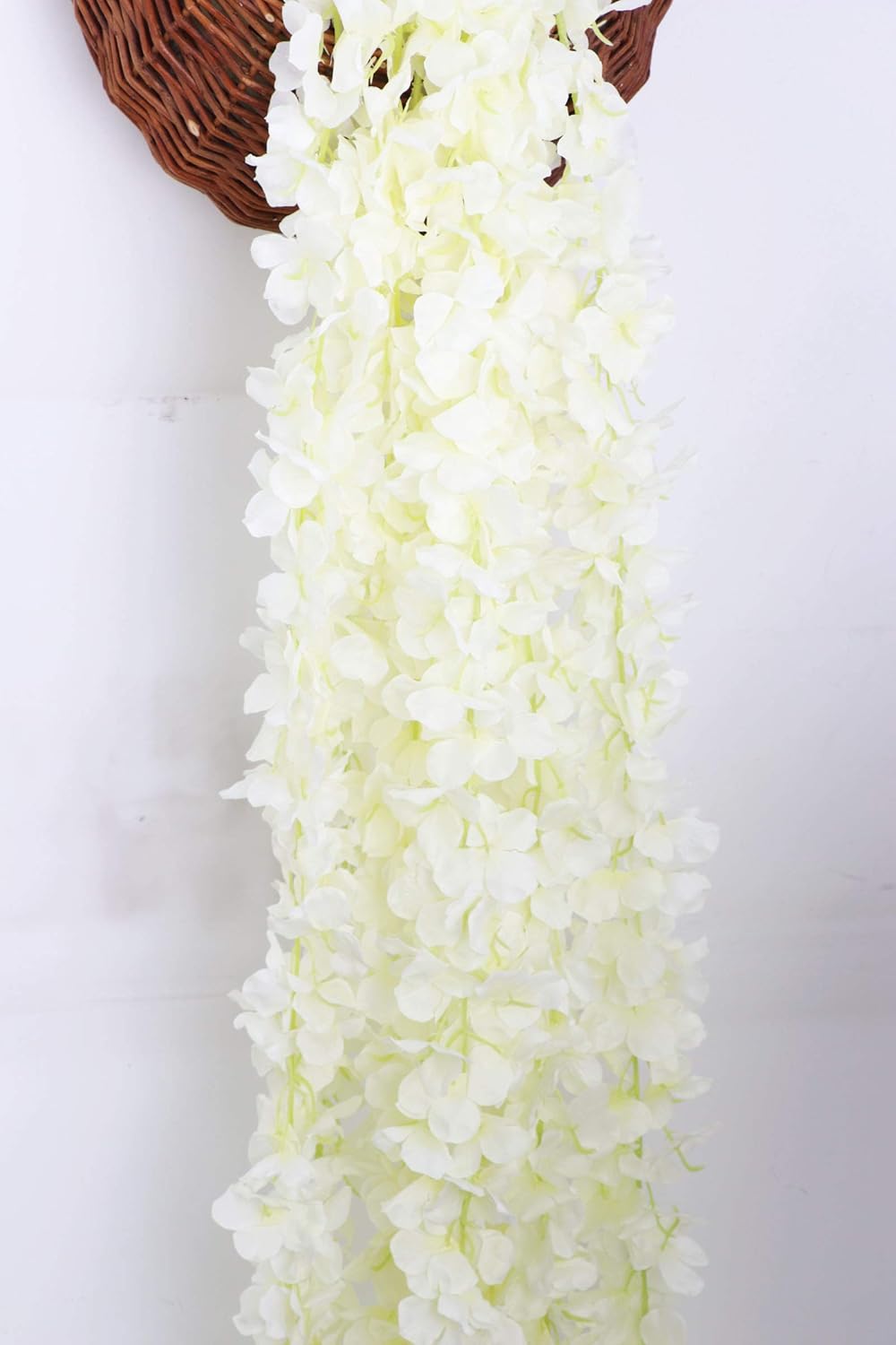 Amazon Com 33 Ft Artificial Hydrangea Vines Flowes Fake Wisteria Garland Flower Cattleya Plants For Home Wedding Arch Garden Wall Decor Pack Of 5 Cream White Kitchen Dining