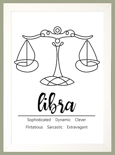 Libra Zodiac Star Sign Birthday Astrology Poster Sold In A White Wood Frame Amazon Co Uk Handmade
