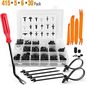 415pc Plastic Rivets Fastener Fender Bumper Push Pin Clips 5 Remover tool Kits