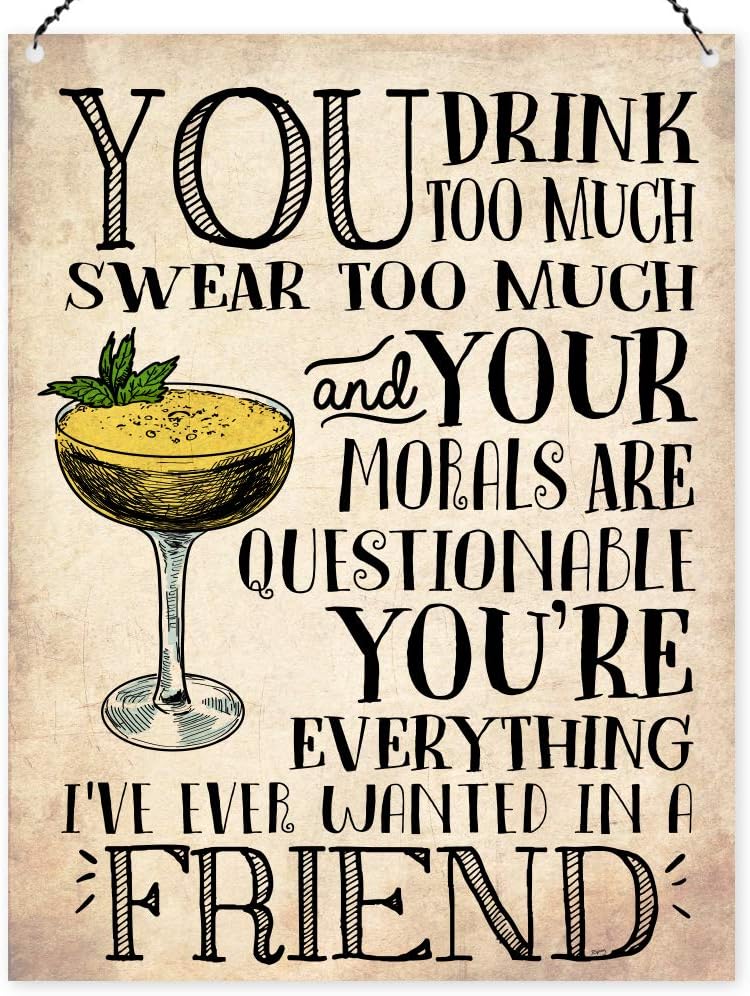 Dorothy Spring You Drink Too Much Funny Friendship Wall Quote Plaque Metal Sign Size 15x20cm, Multicolor