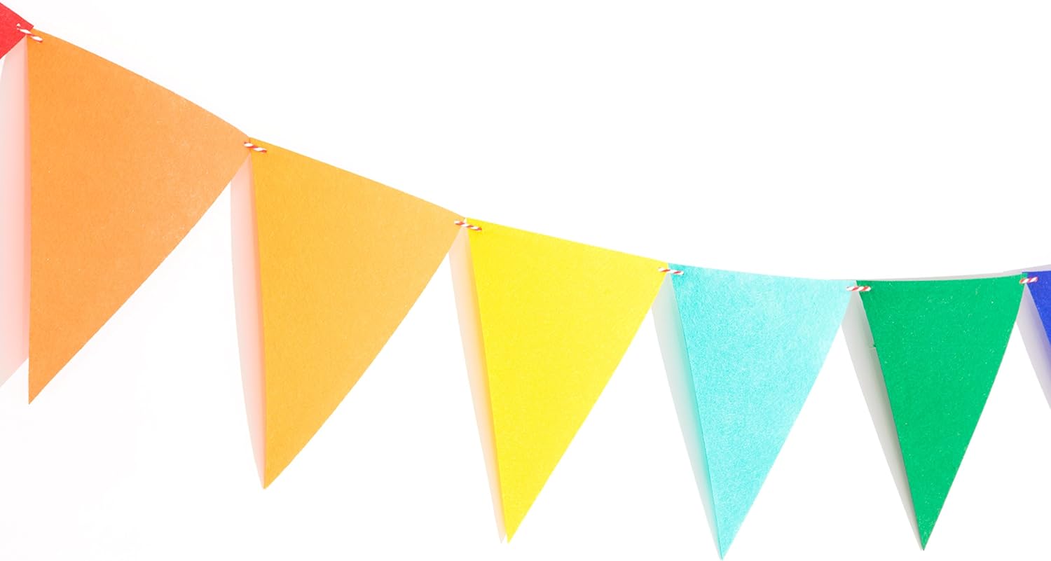 LOVENJOY 2 Rainbow Bunting Fabric Felt Happy Birthday Banner Colorful Birthday Party Decorations, Assembled - Image 5
