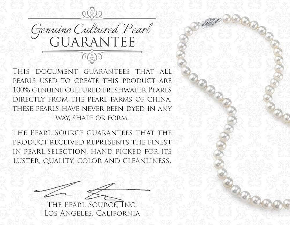 THE PEARL SOURCE Sterling Silver 6-7mm AAA Quality Round White Freshwater Cultured Pearl Double Strand Bracelet for Women: Jewelry