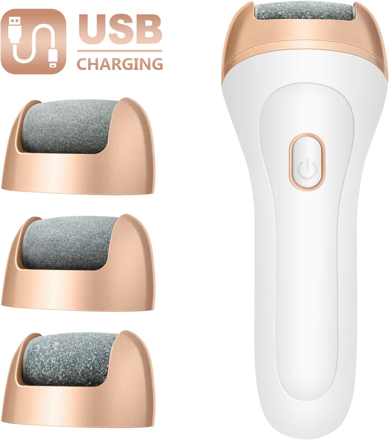 Rechargeable Foot File Pedicure Tools, 3 Grinding Heads Portable Waterproof Foot File, Professional Feet Care for Cracked Heels & Dead Skin, Hard Cracked Dry Skin Ideal Gift