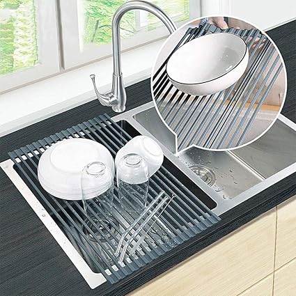 Amazon Co Jp シリコン 折りたたみ 水切り 錆びない 滑り止 水切りラック 折りたたみ 全シリコン 食器水切り 18本レバー に適用するいキッチン 作業スペース 狭家 耐荷物約kg 収納便利 ホーム キッチン