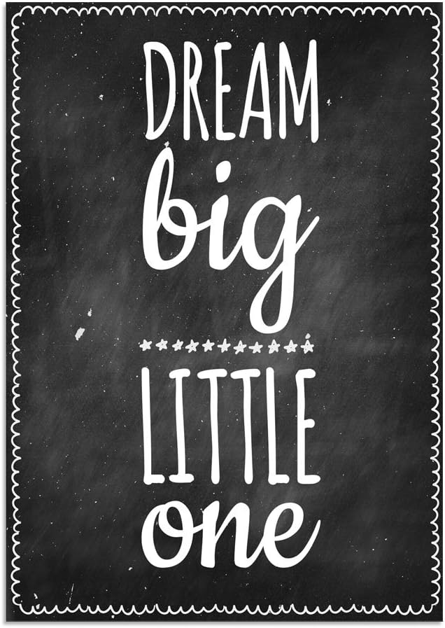 DesignClaud Dream Big Little one-Chalkboard-Nursery Poster-Wall Art-A4 Size, Paper Black, 29.7 x 21 x 0.1 cm