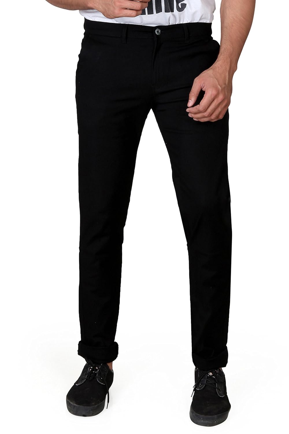 villain men's casual trousers - slim fit casual pants in 100% cotton