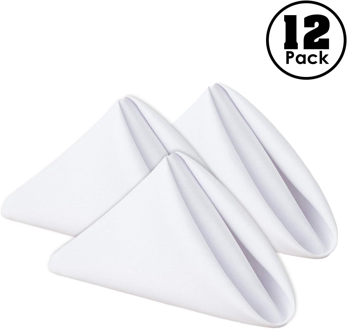 Gee Di Moda Cloth Napkins - 17 x 17 Inch White Solid Washable Polyester Dinner Napkins - Set of 12 Napkins with Hemmed Edges - Great for Weddings, Parties, Holiday Dinner & More: Home & Kitchen