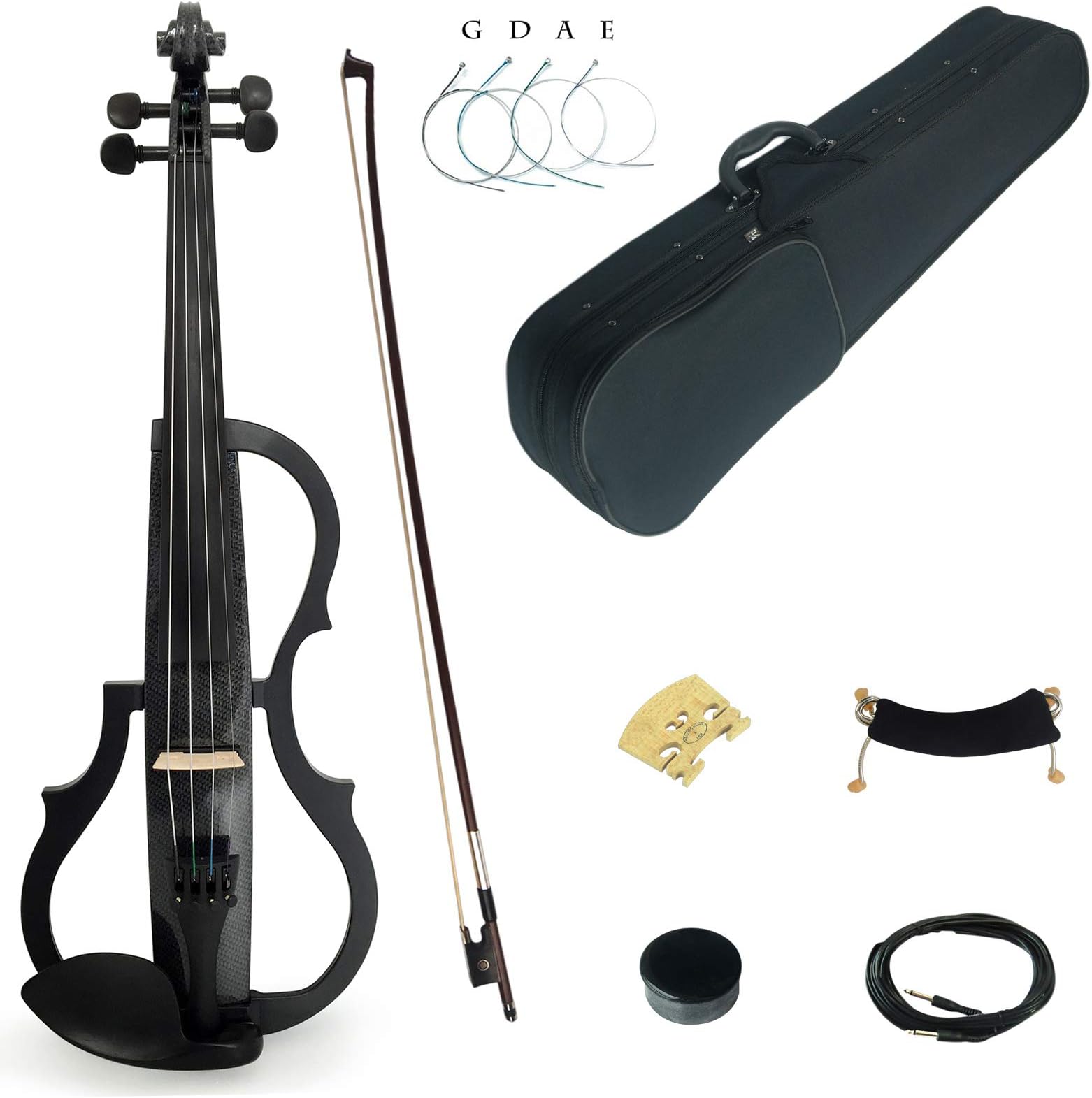 Kinglos 4/4 Colored Solid Wood Advanced 3-Band-EQ Electric/Silent Violin Kit with Ebony Fittings Full Size (SDDH1311)
