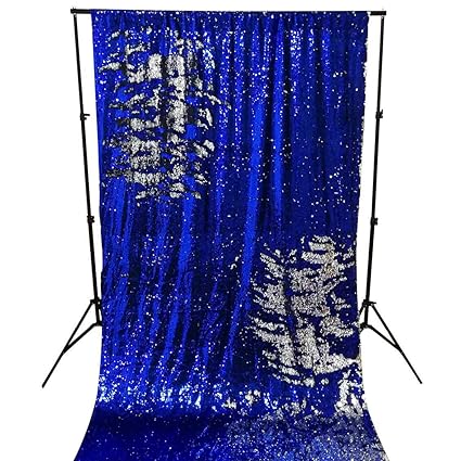 Amazon Com Sequin Curtain Backdrop 2 Panels Royal Blue To Silver