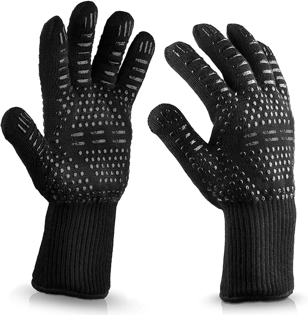 LinkideaInsulated Durable Fireproof Kitchen Oven Mitts (Black)