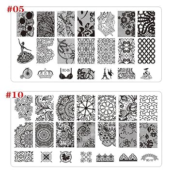 Aiuin 2 Stuck Nagel Stempel Schablonen Nail Art Plates Stamping Platten Nagel Stamping Schablone Bildstempel Style 34 Amazon De Beauty