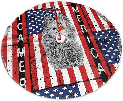 Amazon Com Patriotic Belgian Sheepdog Dog Usa Flag Christmastree Skirts Large Round Xmas Tree Skirt Mat For Christmas Decor New Year Party Holiday Ornaments Home Kitchen