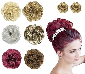 Amazon Com Hair Bun Extensions Wavy Curly Messy Donut Synthetic