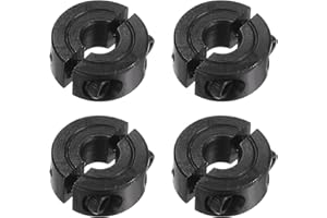 HARFINGTON 4pcs Shaft Collar for 1/4" Rod 11/16" OD 5/16" Width Black Oxide Plating Double Split Axle Clamp-On Collar with Set Screw