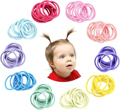 Hanyousheng 200 Pieces Multicolor Hair Ties 2mm 25mm No Crease Elastic Hair